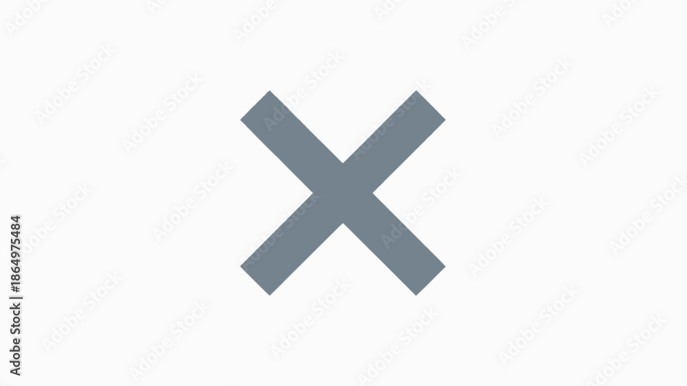 Obraz premium Large gray X symbol on white background