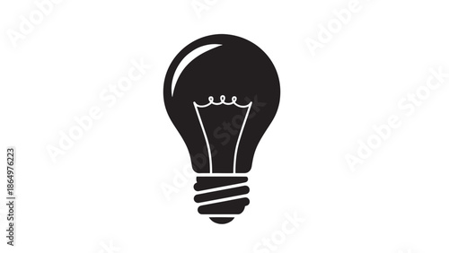 a simple depiction of a classic incandescent light bulb in a stark black color presented as a silhouette high quality professional detailed modern