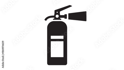 a simple black and white illustration depicting a fire extinguisher design in a minimalist style silhouette high quality professional detailed modern elegant stylish