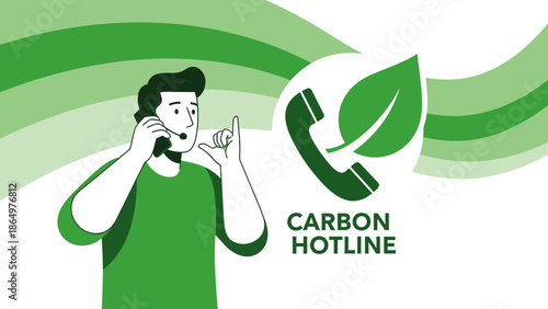 Man With Headset Representing Green Energy Support Hotline Service