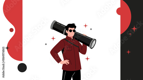 Man With Telescope Looking For Future Opportunities And Success In Business