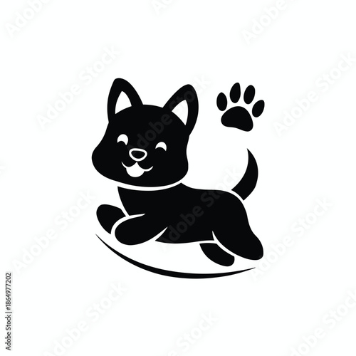Playful puppy pawing isolated on white background, Vector, illustration