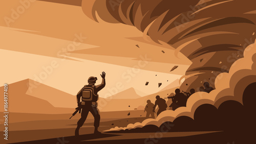 Military Operation Amidst Extreme Weather Conditions During Desert Warfare Engagement