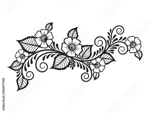 Foto Henna design art image in silhouette.