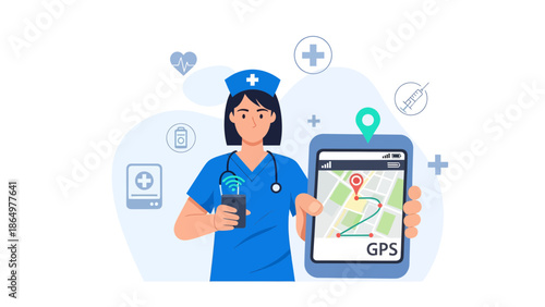 Mobile Healthcare Technology: Nurse Using Gps Tracking for Patient Visits