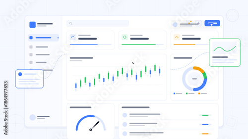 Dashboard showing data analysis with charts and indicators in a web application layout during daytime