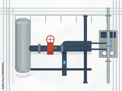 Equipment used for controlling fluid flow in industrial settings shown in a diagram