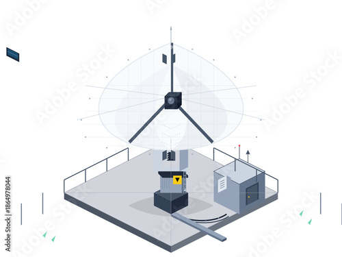 Radar system at a research facility measuring data during a test in daylight conditions