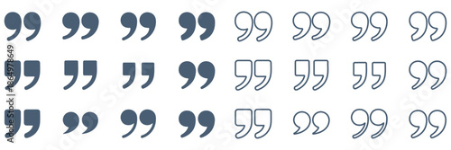 Quote icon vector illustration. Quotation mark sign and symbol. Set of quote mark . Quotation mark icon collection on white background. double quotation vector symbol. editable stroke quote right icon