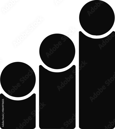 Abstract black icons representing growth and progression in a minimalist style