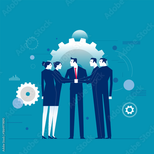 Teamwork. Business team with hand coordination