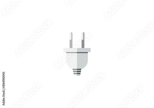 Vector Ilustration Minimalist flat design illustration of a grey two-prong electrical plug with a long shadow.