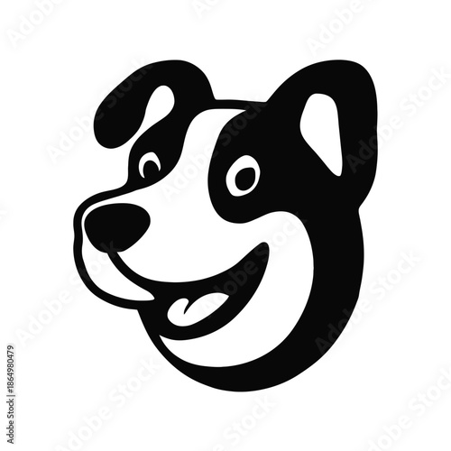 Black and white dog portrait isolated on white background, Vector, illustration