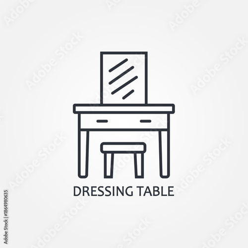 Dressing Table Vector Illustration. Dressing Table View with Detailed Design Elements, Ideal for Furniture Design and Interior Concepts.