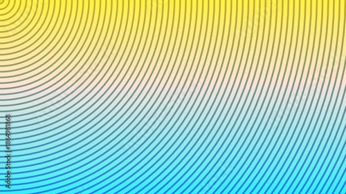 A colorful wave pattern with a gradient of yellow, orange, and blue hues on a black background.