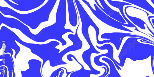 Blue wavy lines abstract background. Modern Trendy psychedelic retro style backdrop. Waves, swirl and twirl pattern. Twisted distorted vector texture. Modern Y2k aesthetic design