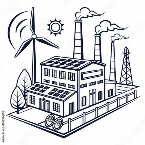 Industrial facility with renewable energy sources