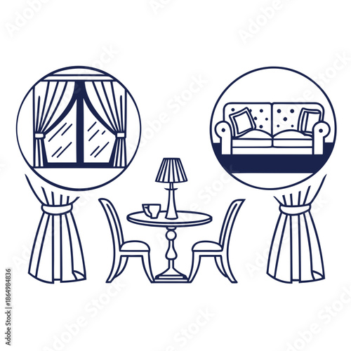 Cozy living room and bedroom interior