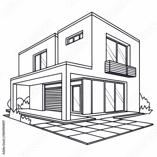 Modern two-story house with garage