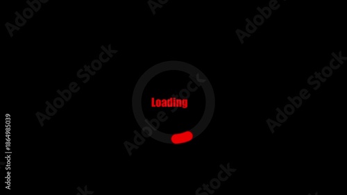 Circle loading animation with transparent on black background, loading icon for download progress Numerical counting from, circle loading bar, 4k video