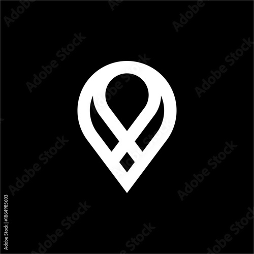 Sleek, modern map pin logo. Symbolizes precision & connection for travel, real estate, GPS tech, or logistics brands.