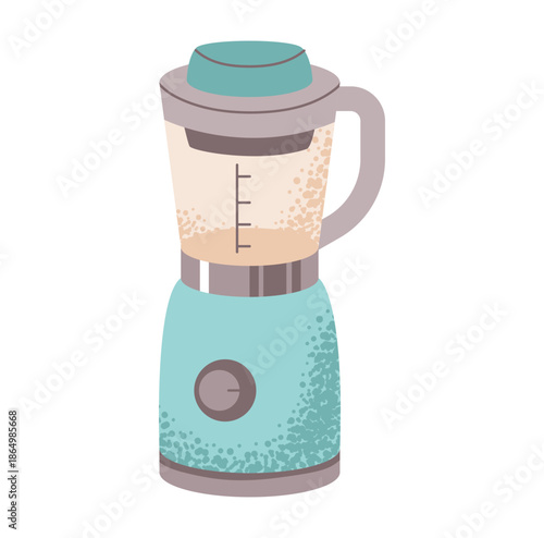 Teal kitchen blender filled with a blended mix, ideal for smoothie, cooking, recipe, and kitchen themed designs.