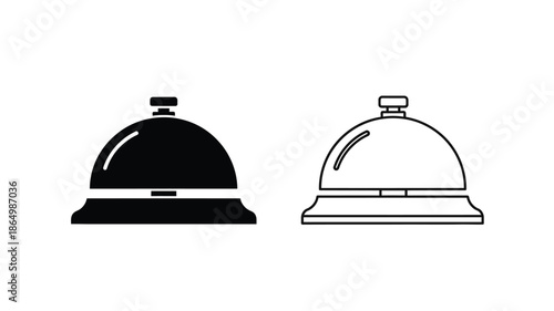 Two hotel service bells one dark and one light a simple silhouette