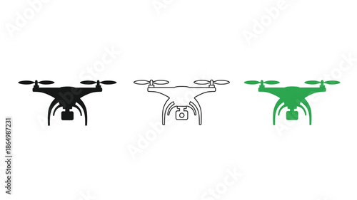 Three drone variations displayed in different colors a clean silhouette