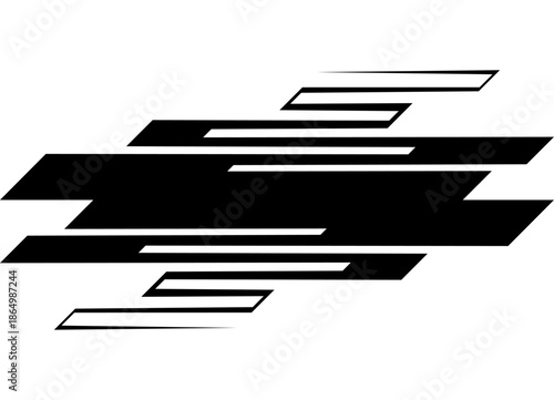 Sporty Striped vector pattern for car body, advertising, sportswear, toy, cover, packaging. Black Design element on white background. Modern vector background. Place for text