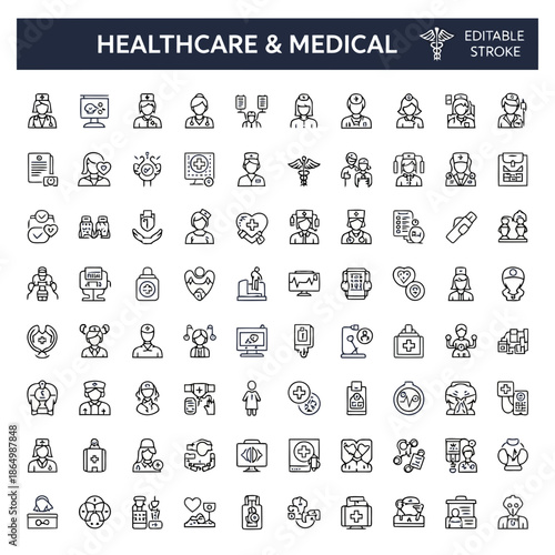 Extensive healthcare and medical icons set for modern medical projects and presentations
