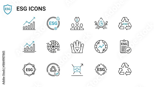 ESG icons for sustainable business and environmental reporting