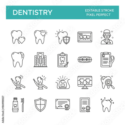 Dentistry icons set for healthcare and medical design