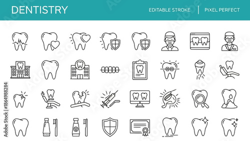 Dentistry icons set for healthcare and medical use