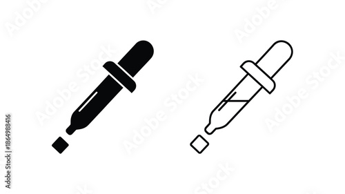 Two distinct dropper bottle designs in black and white a solid silhouette