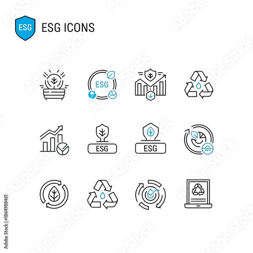 ESG icons for sustainable business practices and eco-friendly investments