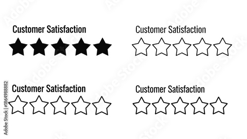 Customer satisfaction ratings with varying star levels a graphic silhouette
