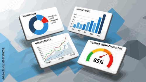 Business Analytics Dashboards Displaying Key Performance Indicators.