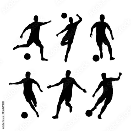 football players silhouettes set