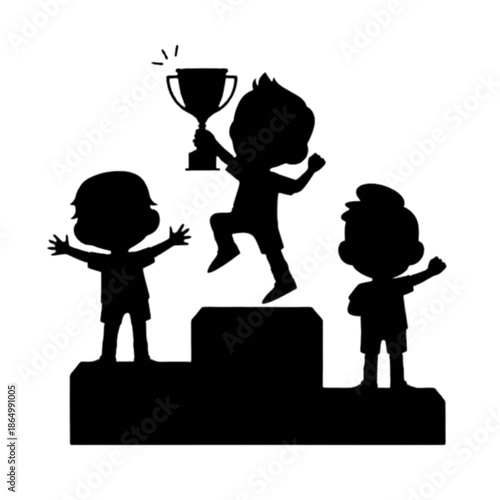 winners on pedestal