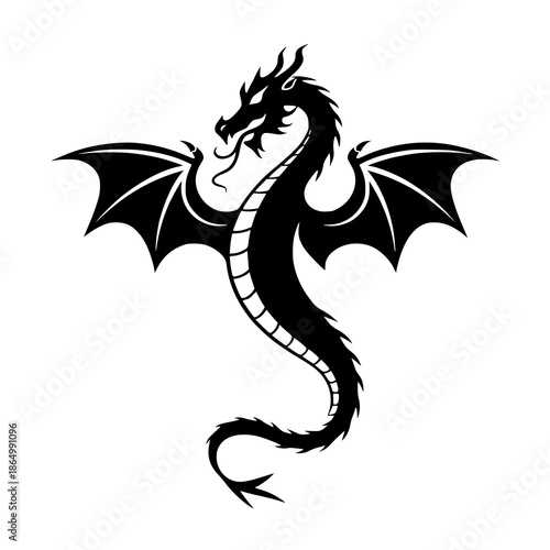 Wallpaper Mural Majestic dragon silhouette with wings spread wide in mid flight Torontodigital.ca