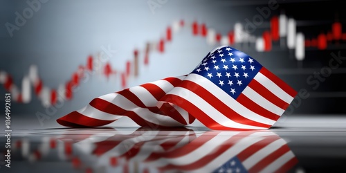 Wallpaper Mural United States Flag with Financial Market Background Torontodigital.ca