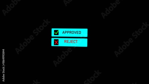 Choices between right and wrong blue color symbols concept on the transparent background. Yes or No decisions, crisis decision making. Motion graphics of approve with black background.