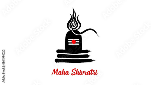 Shiva maha shivaratri minimal sacred symbol on black background with hindu devotion spiritual faith festival message typography design