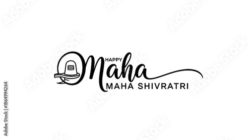 Shiva maha shivaratri greeting typography on black background with spiritual devotion hindu faith sacred festival celebration and divine text design
