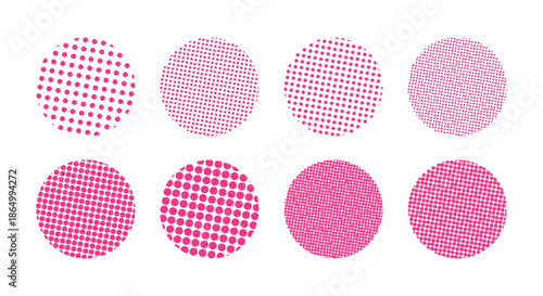 かわいいドット・ハーフトーンの円セット　ベクター　和風　和柄　Abstract dot circle, circle halftone geometric dot gradient