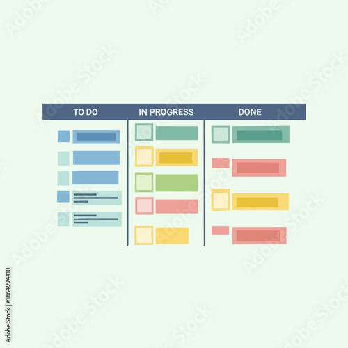 Modern Flat Design Kanban Board Agile Project Management Methodology Illustration