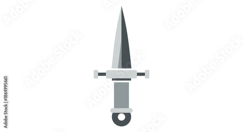 Stylized illustration of a dagger weapon with a sharp pointed blade and a gray handle