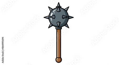 Medieval Flanged Mace Weapon Illustration