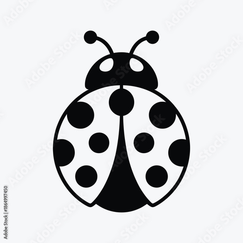 Cute Ladybug Icon Black and White Vector Illustration