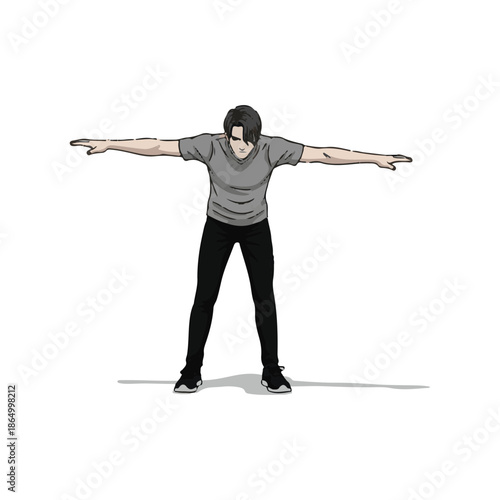 Person performing arm stretch